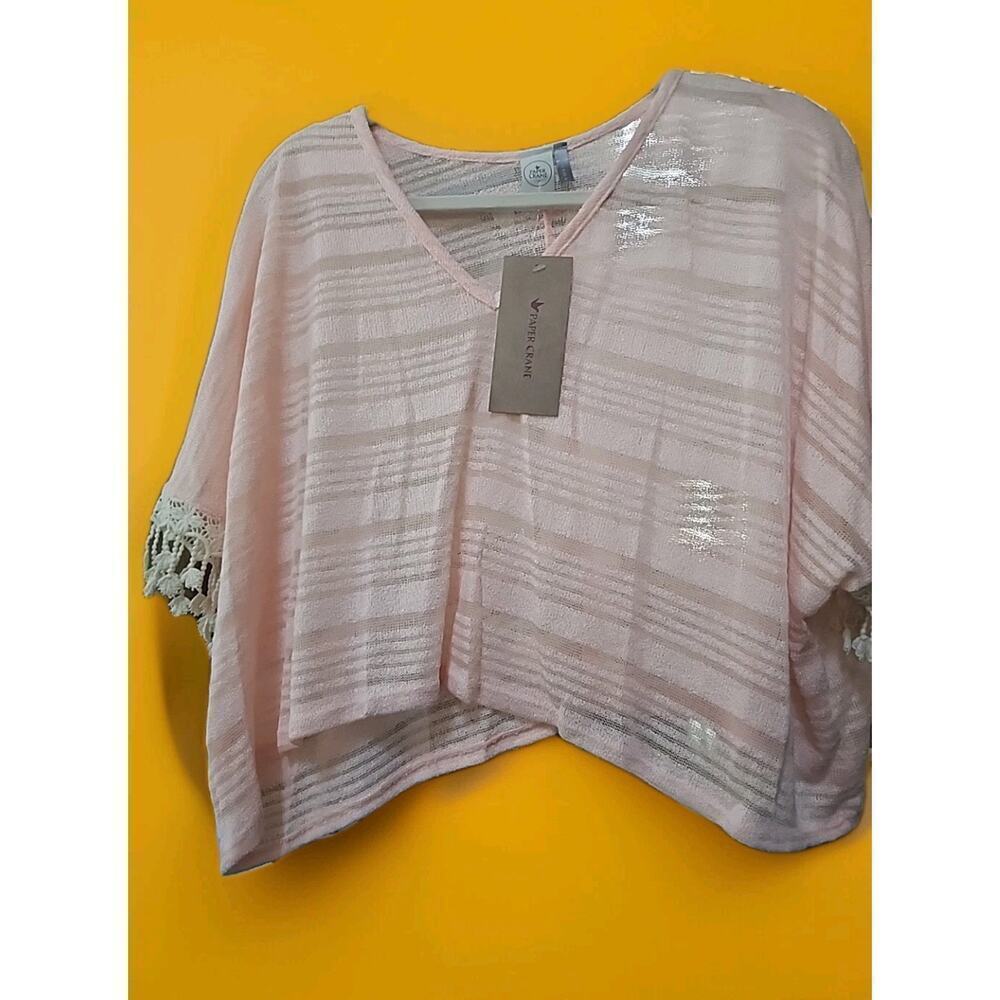 NWT Anthropologie Paper Crane Popover Fringe‎ Shirt Beach Surf Boho Medium A127